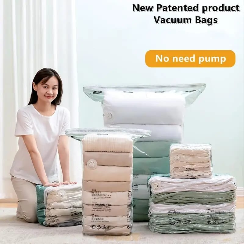 5pcs set No Pump Needed Vacuum Storage Bags | - Elegant Households KE