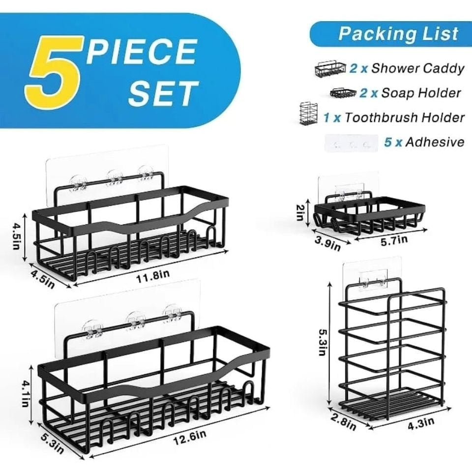 5pcs Set Shower Caddy Shelf/Bathroom Organizer | - Elegant Households KE
