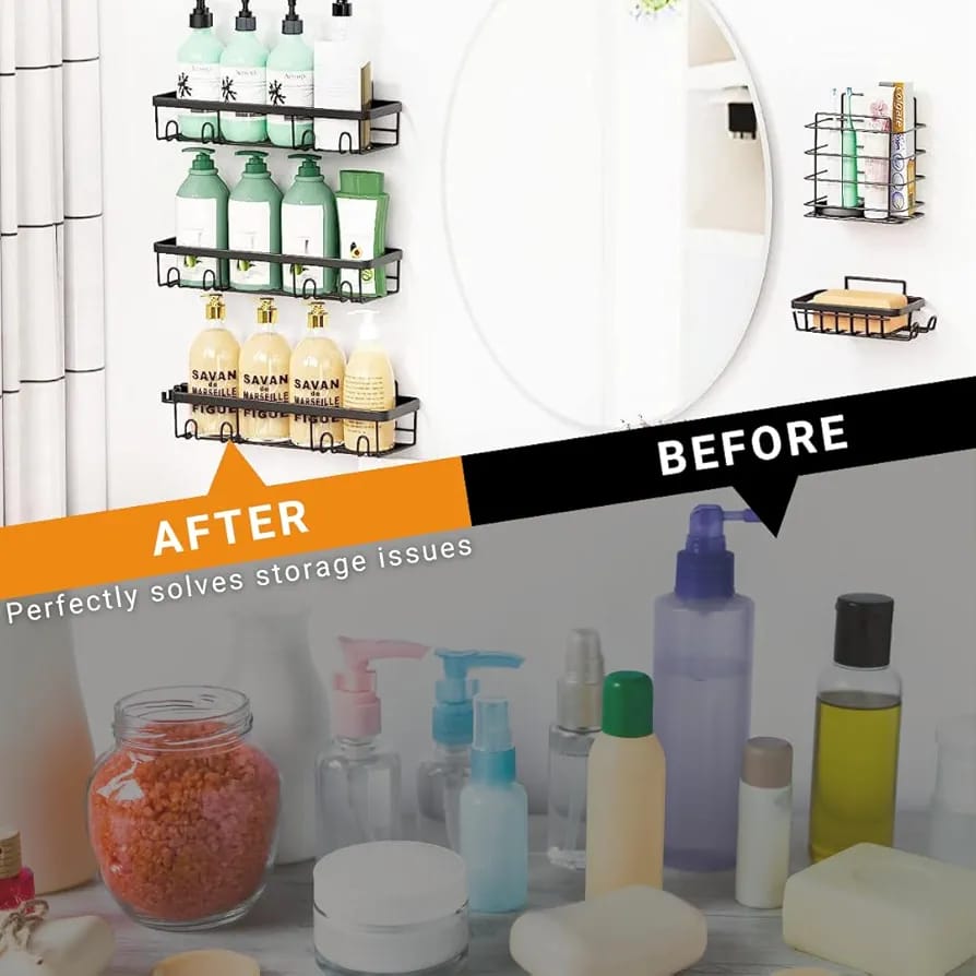 5pcs set Shower caddy shelf/Bathroom organizer  | - Elegant Households KE