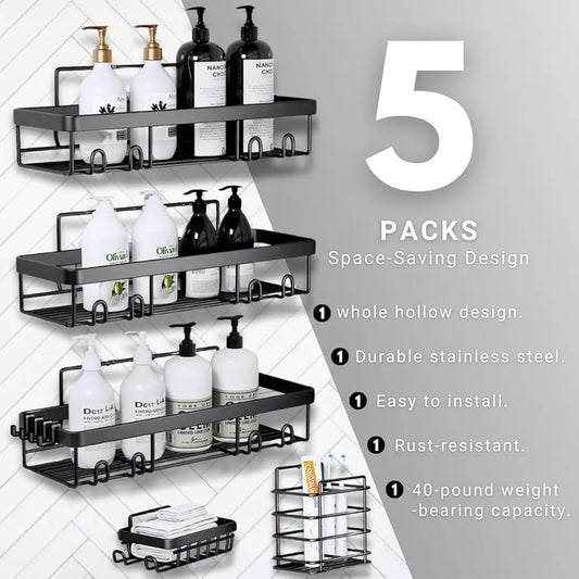 5pcs set Shower caddy shelf/Bathroom organizer  | - Elegant Households KE