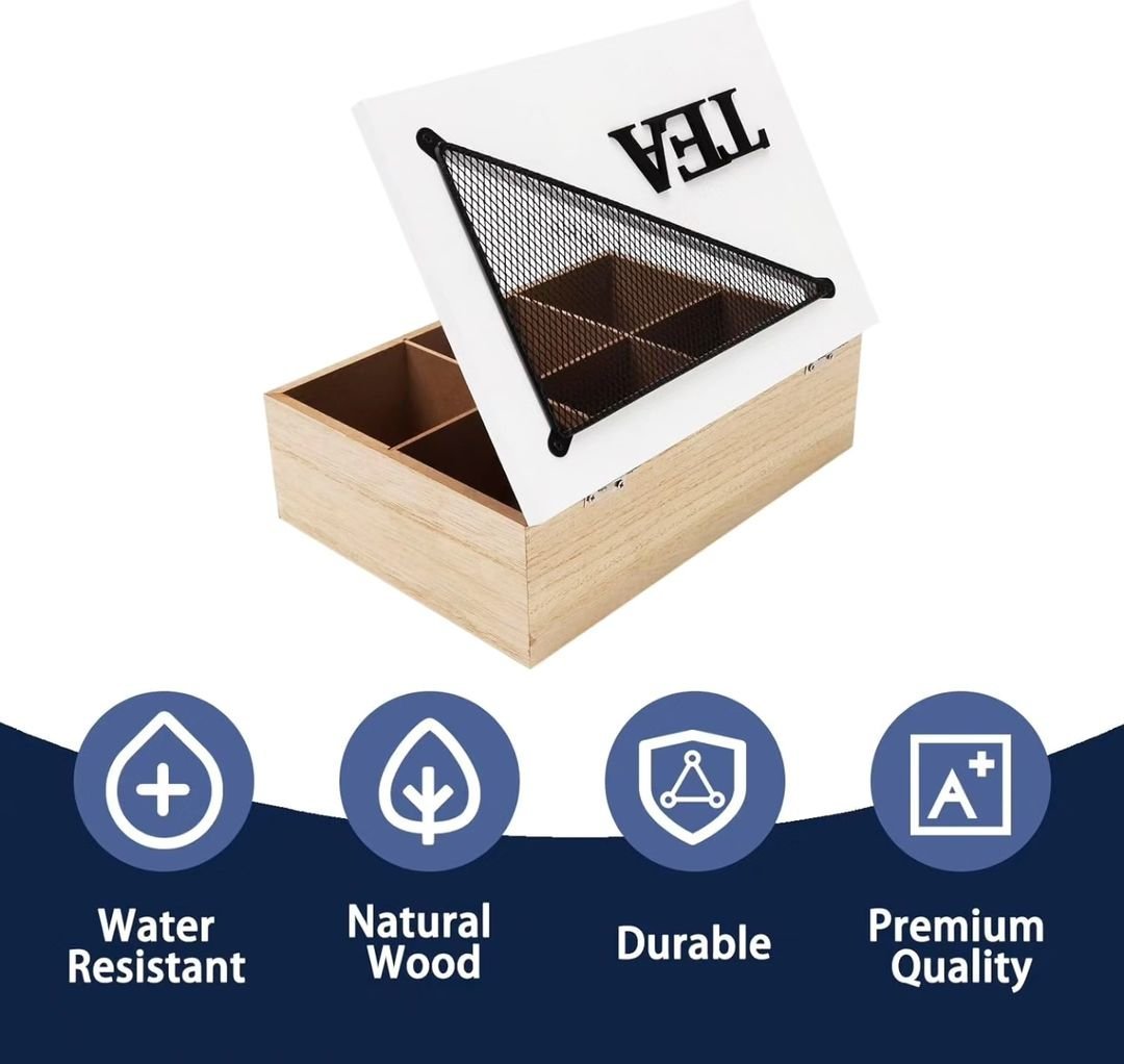 6 Compartments Wooden Teabag Organizer | - Elegant Households KE