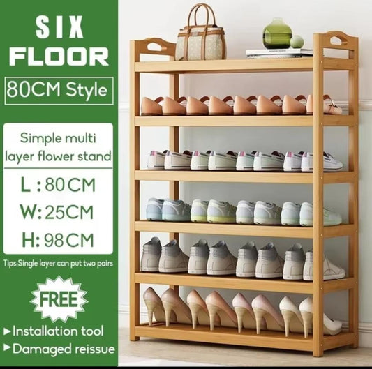 6 Layer Bamboo shoe rack  | - Elegant Households KE