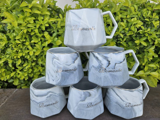 6 pc ceremic fancy cups | - Elegant Households KE