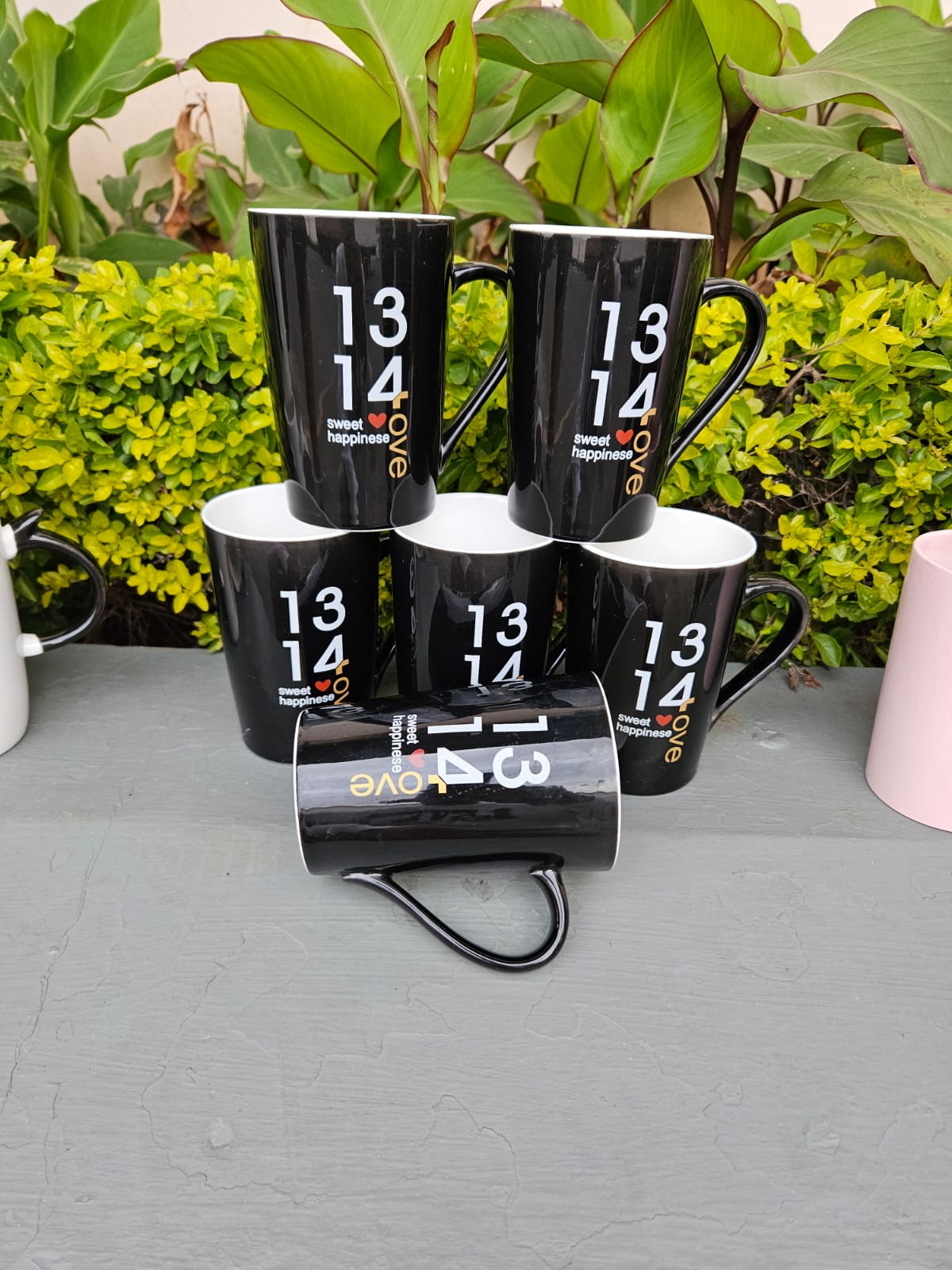 6 pc mug long black | - Elegant Households KE