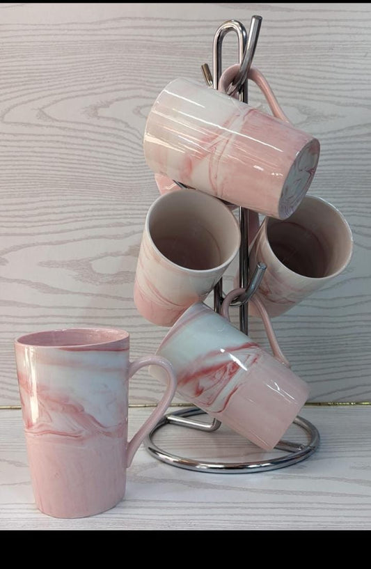 6 pc mug long pink | - Elegant Households KE