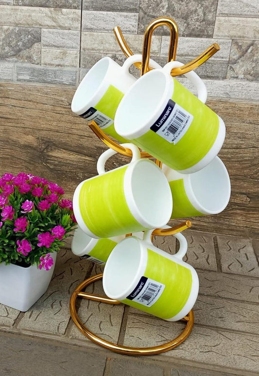 6 pc mug luminac green | - Elegant Households KE