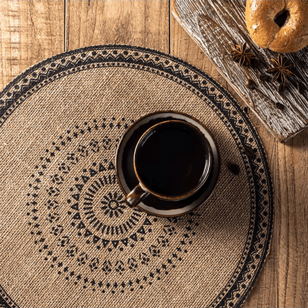6 - Piece Boho Style Jute Table Placemats | - Elegant Households KE