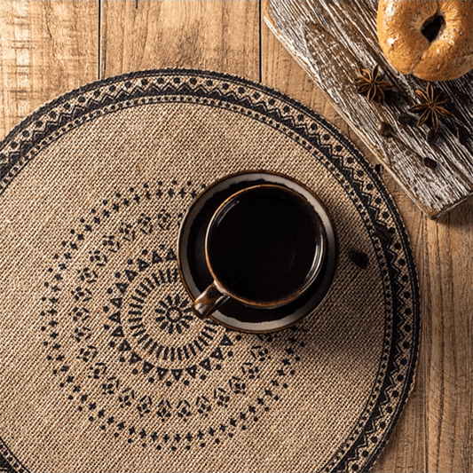 6 - Piece Boho Style Jute Table Placemats | - Elegant Households KE