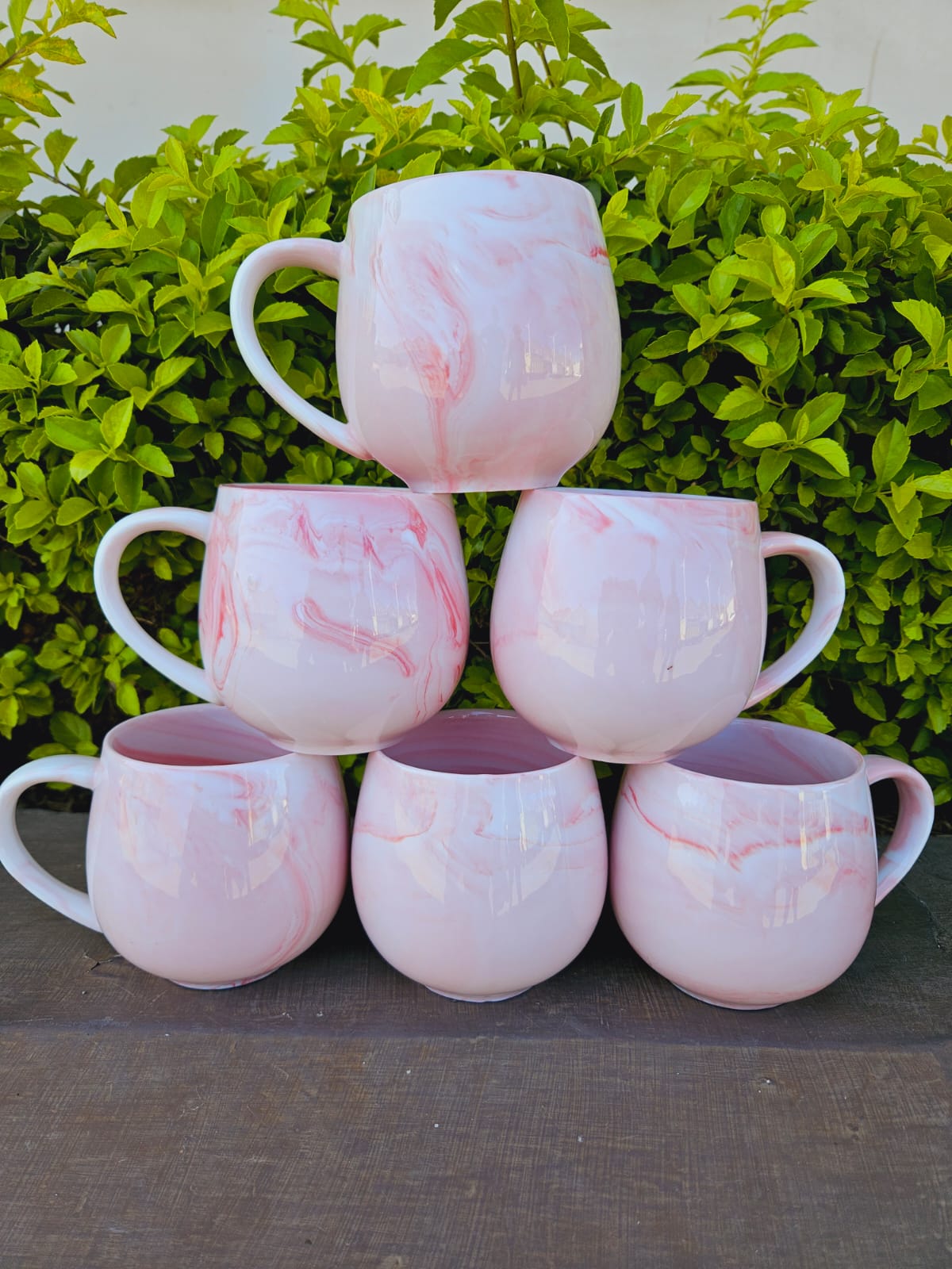 6 - Piece Marble Ceramic Mug Set for Coffee and Tea | - Elegant Households KE