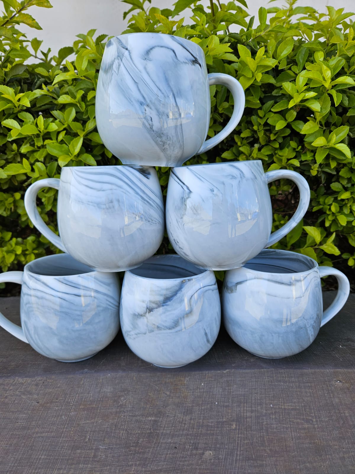 6 - Piece Marble Ceramic Mug Set for Coffee and Tea | - Elegant Households KE