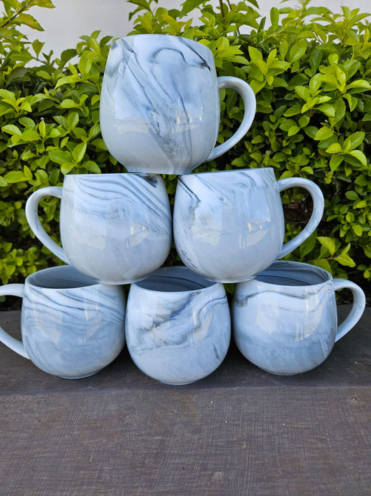 6 - Piece Marble Ceramic Mug Set for Coffee and Tea | - Elegant Households KE