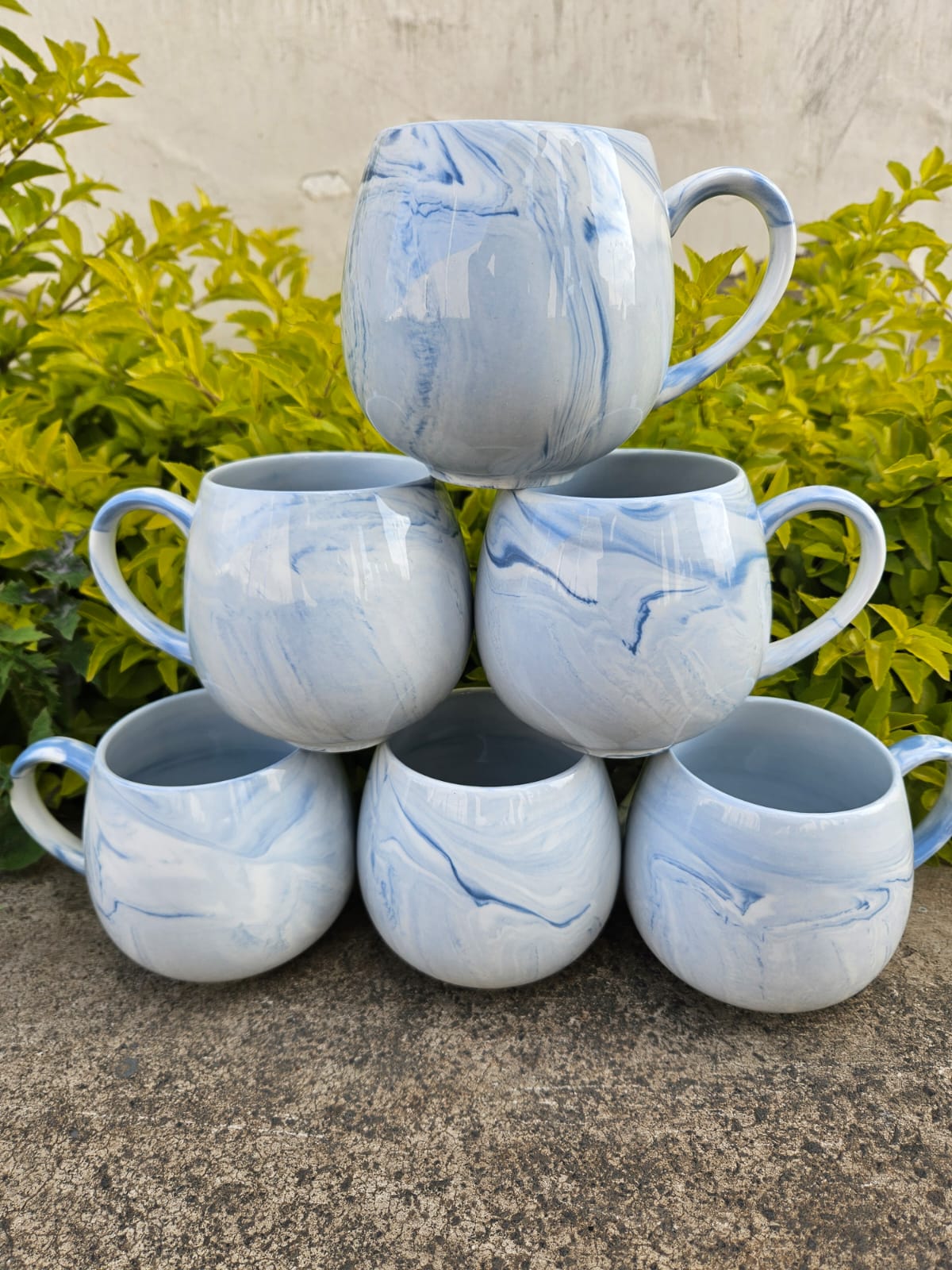 6 - Piece Marble Ceramic Mug Set for Coffee and Tea | - Elegant Households KE