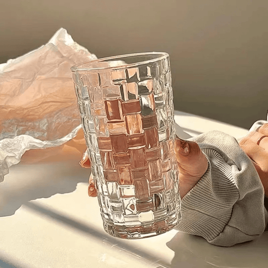 6 - Piece Water & Juice Glass Set – Large 400ml Clear Textured Tumblers for Daily Drinking & Entertaining | - Elegant Households KE