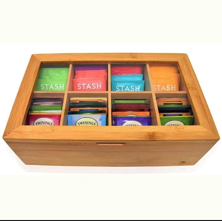 6 slots Bamboo wooden TEABAG ORGANISER  | - Elegant Households KE