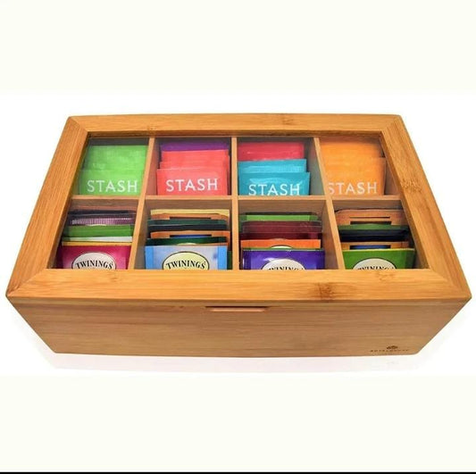 6 slots Bamboo wooden TEABAG ORGANISER  | - Elegant Households KE