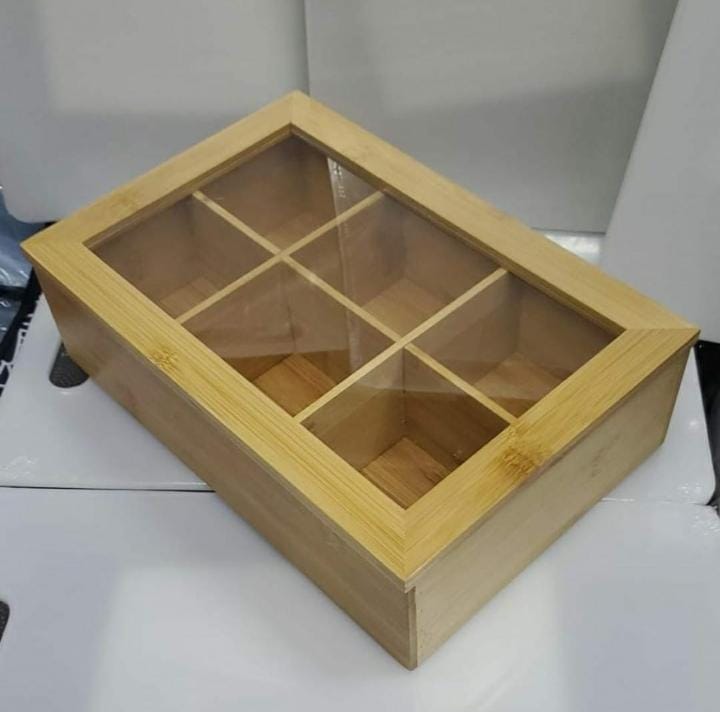 6 slots Bamboo wooden TEABAG ORGANISER  | - Elegant Households KE