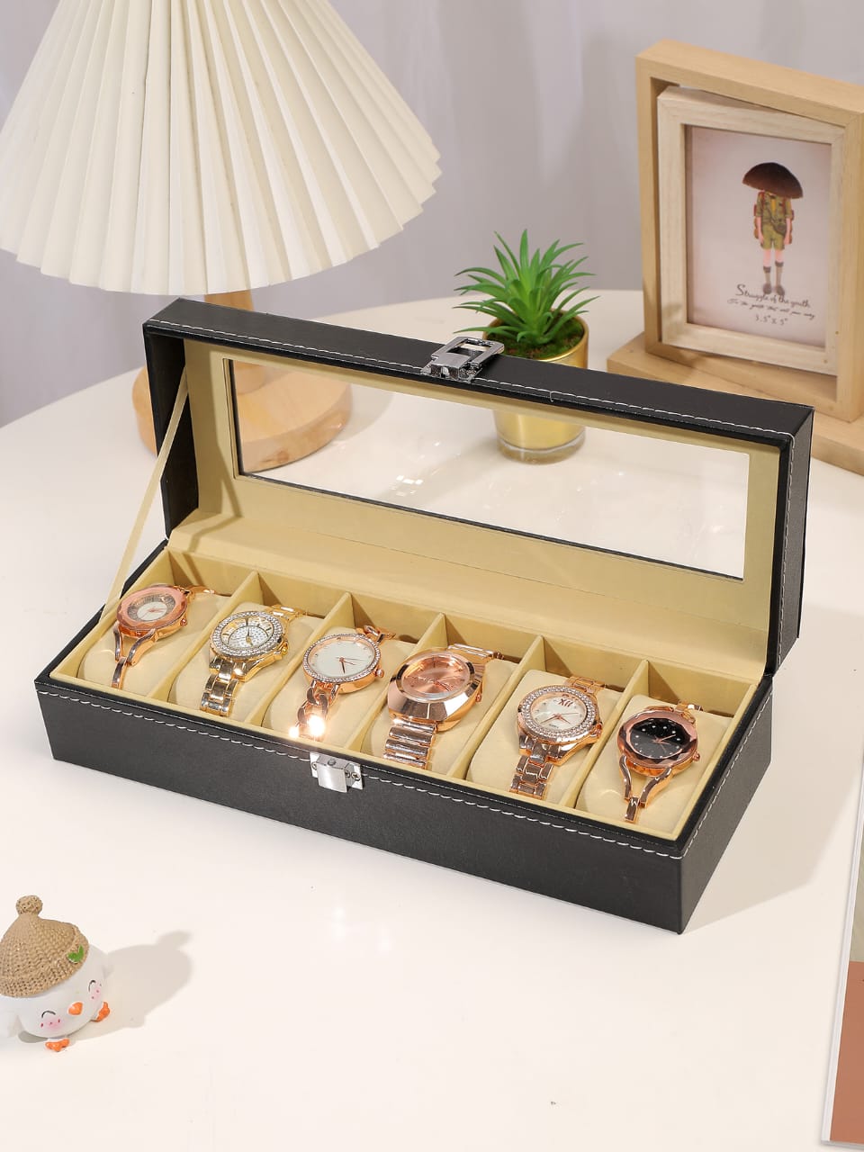 6 slots leather watch organizer | - Elegant Households KE