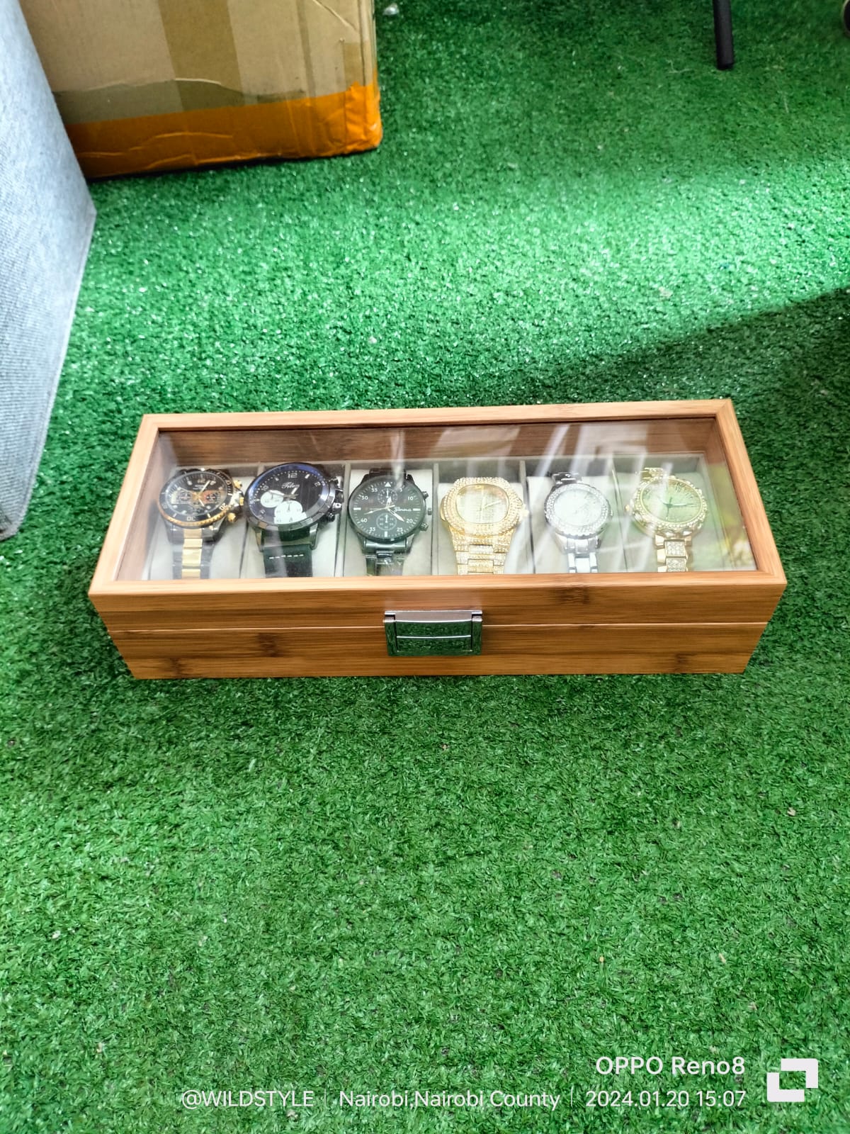 6 slots wooden watch organizer | - Elegant Households KE