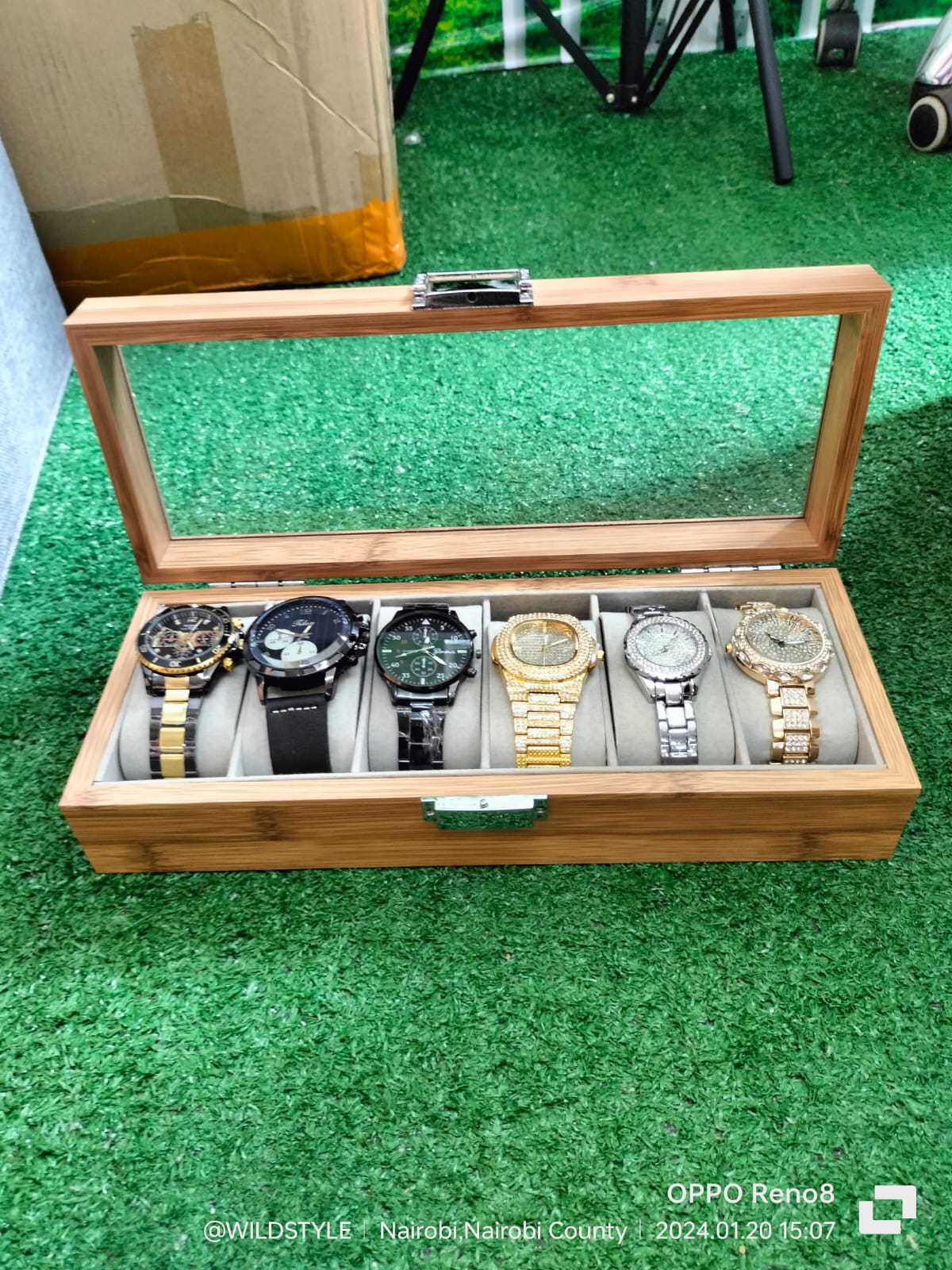 6 slots wooden watch organizer | - Elegant Households KE