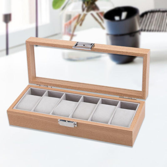 6 slots wooden watch organizer | - Elegant Households KE
