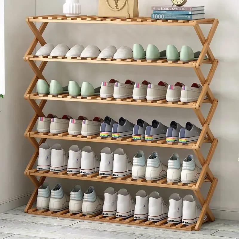 6 tier Bamboo shoe rack | - Elegant Households KE