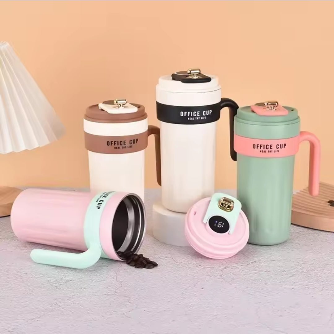 650ml coffee Thermocup with thermometer temperature indicator | - Elegant Households KE