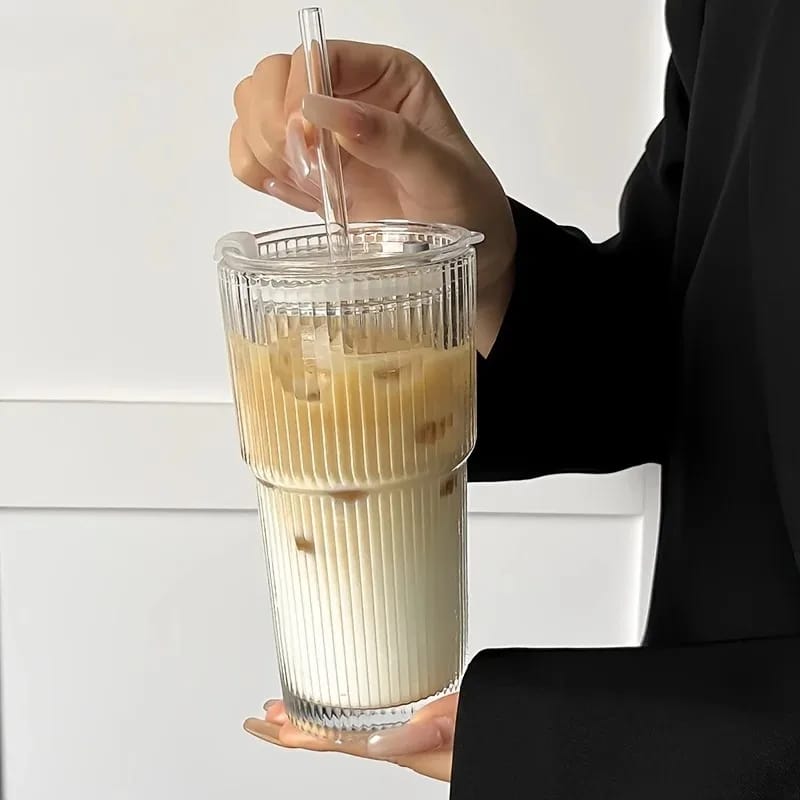 650ml ribbed glass tumbler | - Elegant Households KE