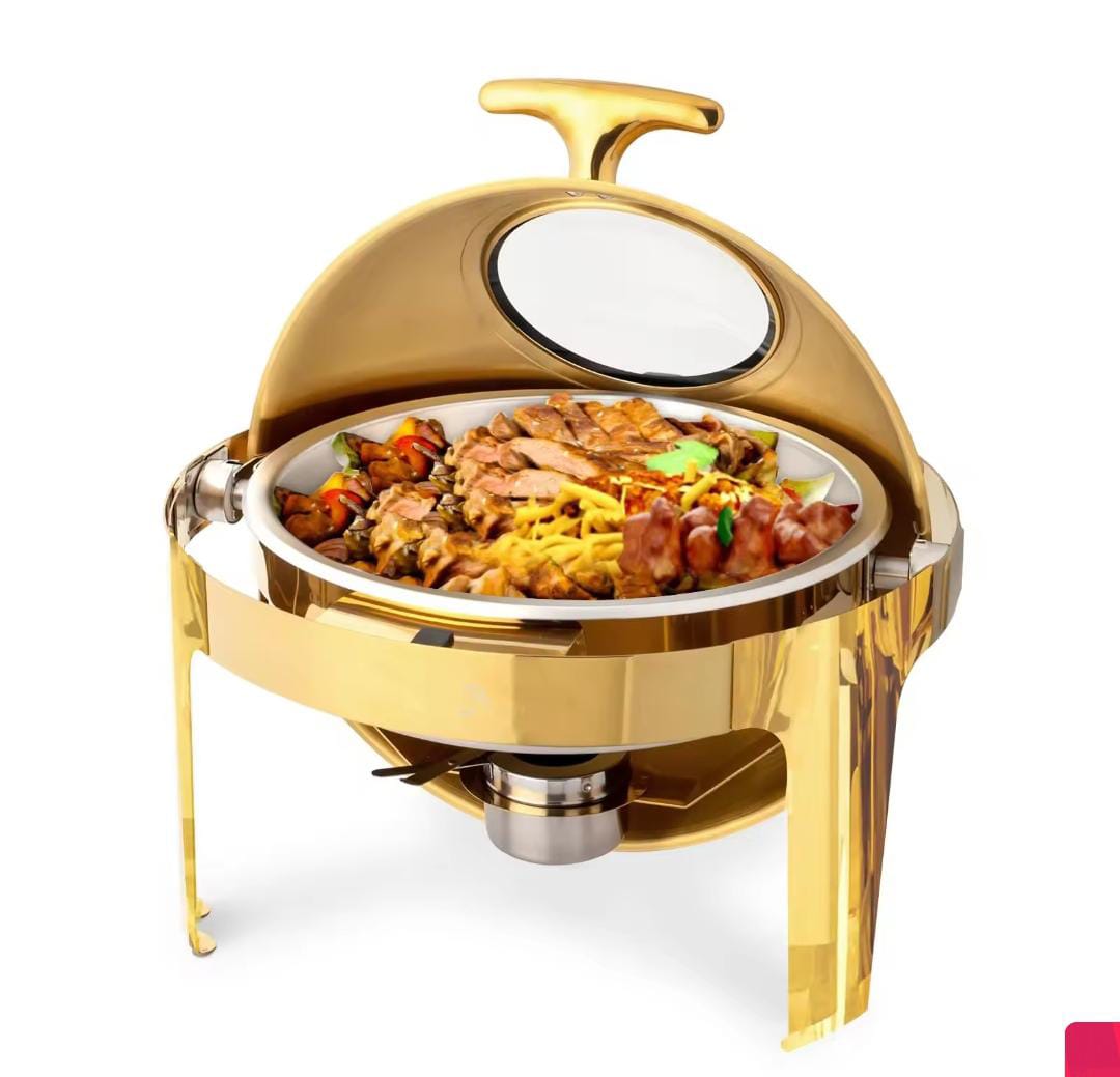6litres Gold roll top chaffing dish | - Elegant Households KE