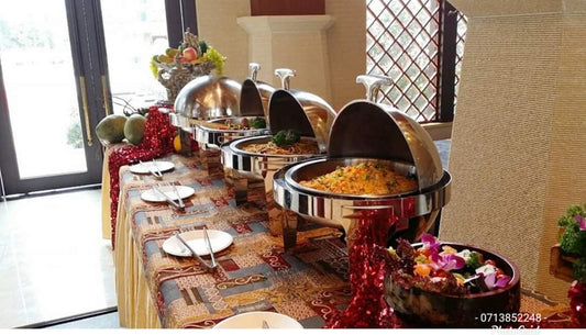6litres silver Roll top with glass lid chaffing dish | - Elegant Households KE
