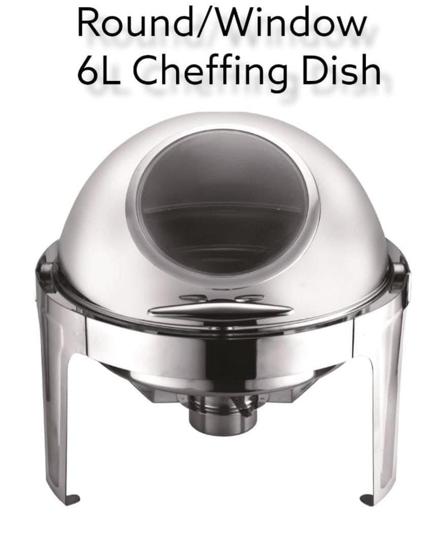 6litres silver Roll top with glass lid chaffing dish | - Elegant Households KE