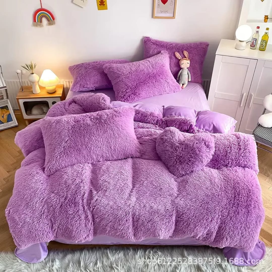 6pc Luxury designs Velvet plush Fluffy Duvet set | - Elegant Households KE