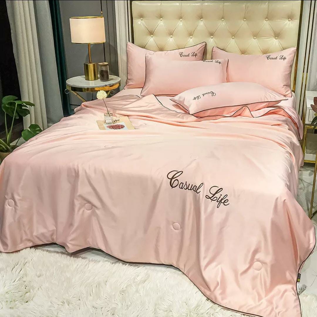 6pc Luxury Silk Comforter Bedding set | - Elegant Households KE