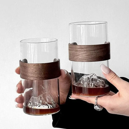 6pcs 365ml mountain view glass cup | - Elegant Households KE