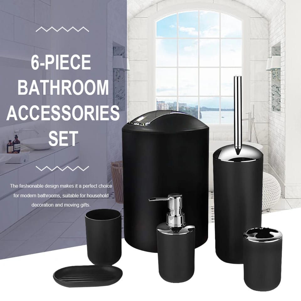 6Pcs Bathroom Accessories Set | - Elegant Households KE