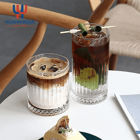 6pcs Classical Engraved Ribbed Glassware Crystal glasses  | - Elegant Households KE