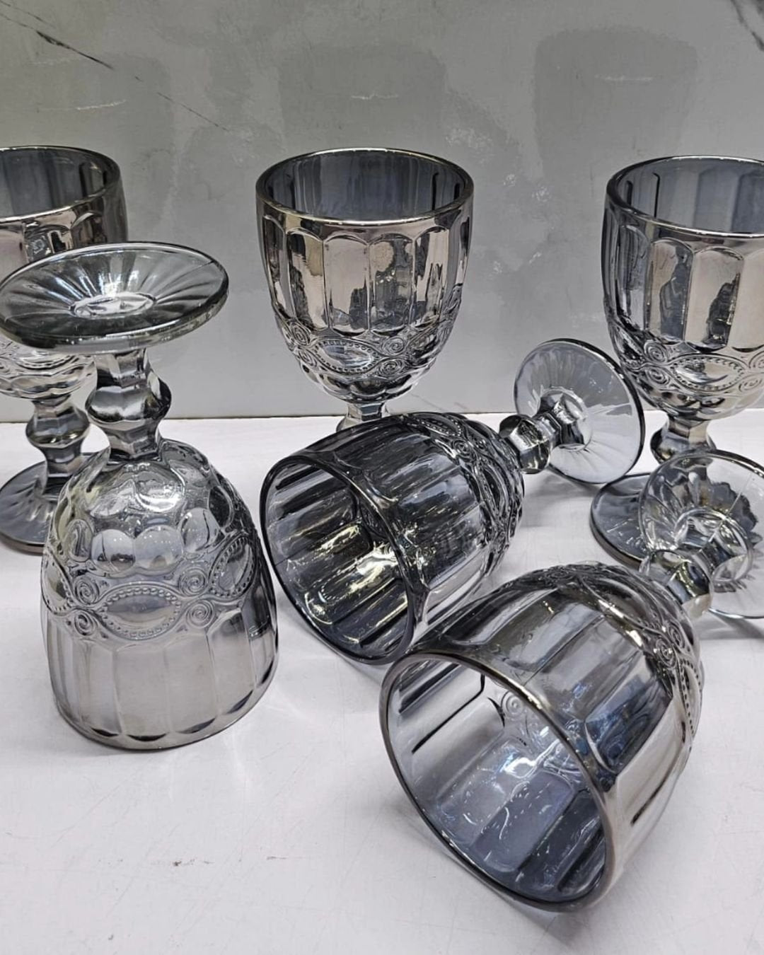 6pcs Colored Heavy gauge Thick Wine Glass | - Elegant Households KE