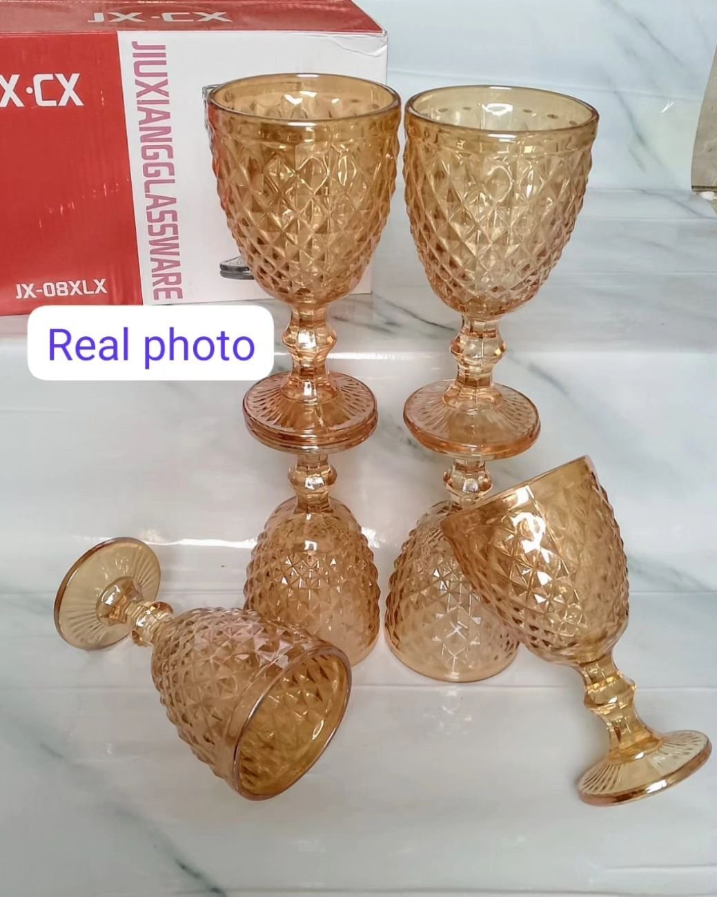 6pcs Colored Heavy gauge Thick Wine Glass | - Elegant Households KE