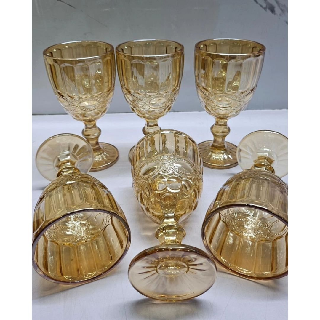 6pcs Colored Heavy gauge Thick Wine Glass | - Elegant Households KE