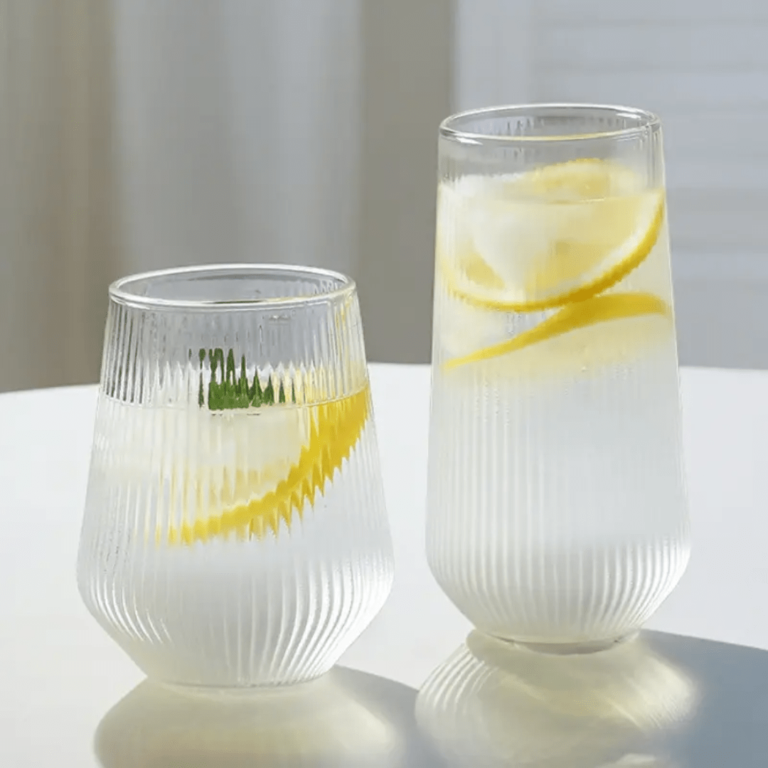 6pcs Custom Striped Borosilicate Glass cup. | - Elegant Households KE