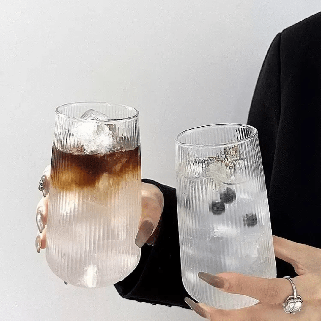 6pcs Custom Striped Borosilicate Glass cup. | - Elegant Households KE