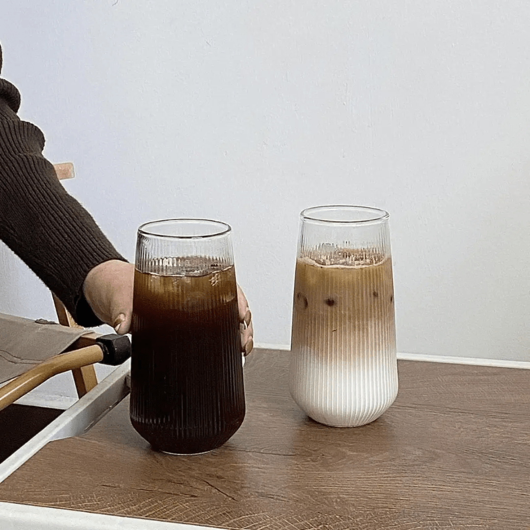 6pcs Custom Striped Borosilicate Glass cup. | - Elegant Households KE