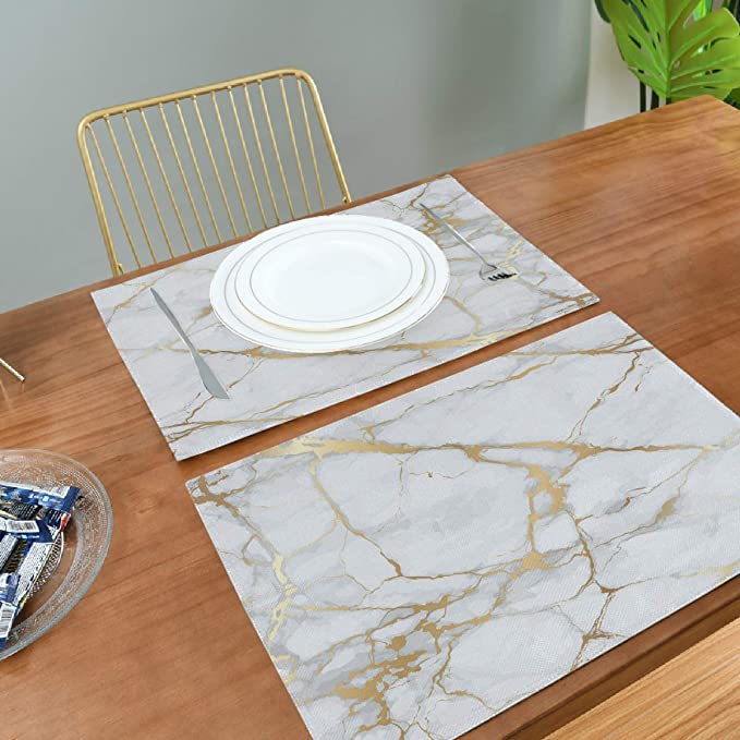 6pcs Double sided Marble profile table mats | - Elegant Households KE