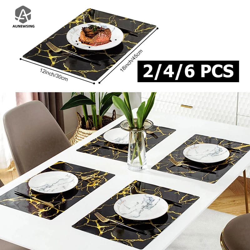 6pcs Double sided Marble profile table mats | - Elegant Households KE