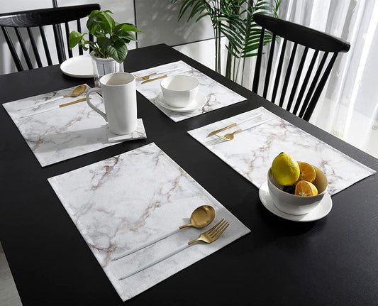 6pcs Double sided Marble profile table mats | - Elegant Households KE