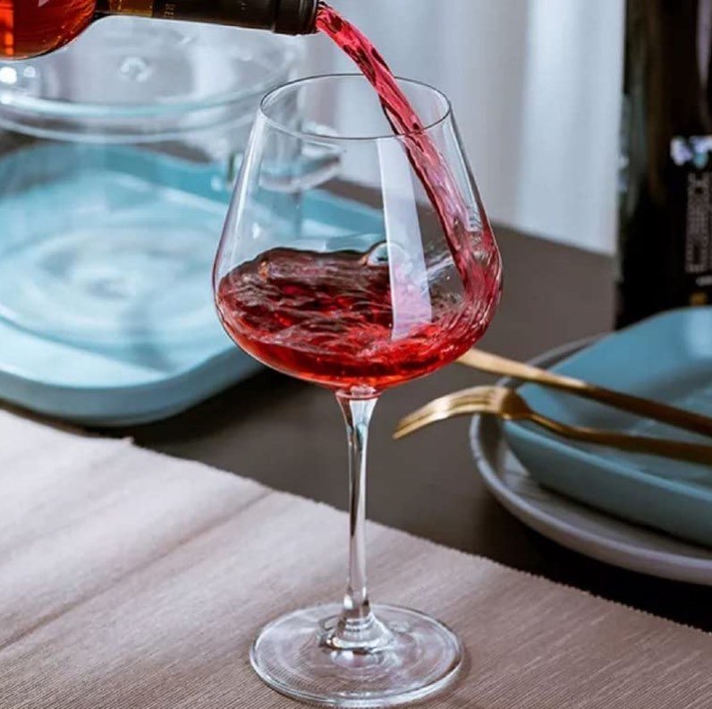 6pcs Elegant Burgundy Crystal Wine glasses | - Elegant Households KE