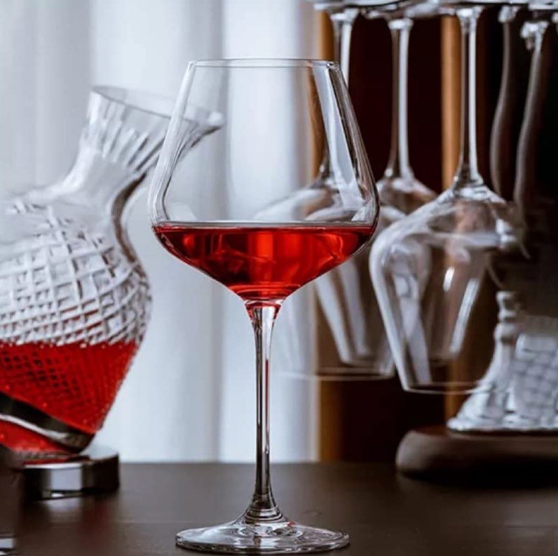 6pcs Elegant Burgundy Crystal Wine glasses | - Elegant Households KE