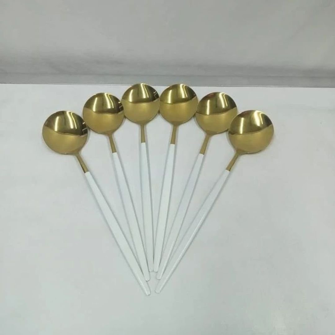 6pcs Gold Soup Spoons | - Elegant Households KE