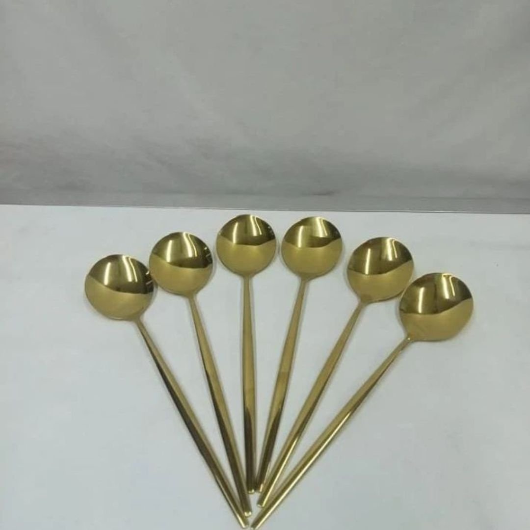6pcs Gold Soup Spoons | - Elegant Households KE