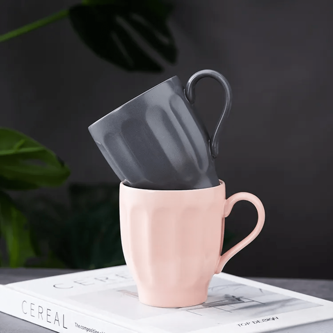 6pcs Matte Glaze Porcelain Ceramic Cup | - Elegant Households KE