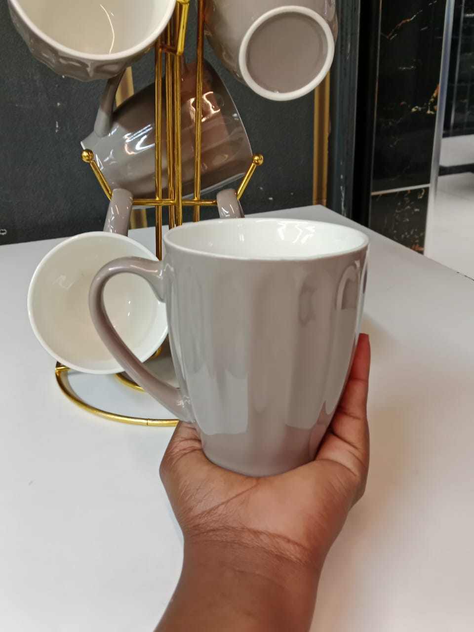 6pcs Matte Glaze Porcelain Ceramic Cup | - Elegant Households KE